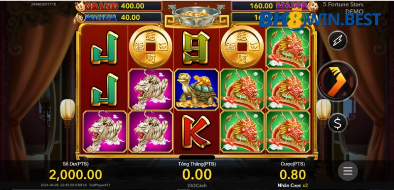 Tiến hành quay hũ Ngũ Phúc Lâm Tinh BK8